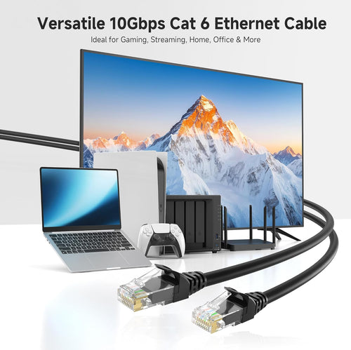 10Gbps 10-Pack Snagless Cat 6 Ethernet Cable - 10ft, Cat 6 Cable, Cat6 Cord, Ethernet Cord, Black