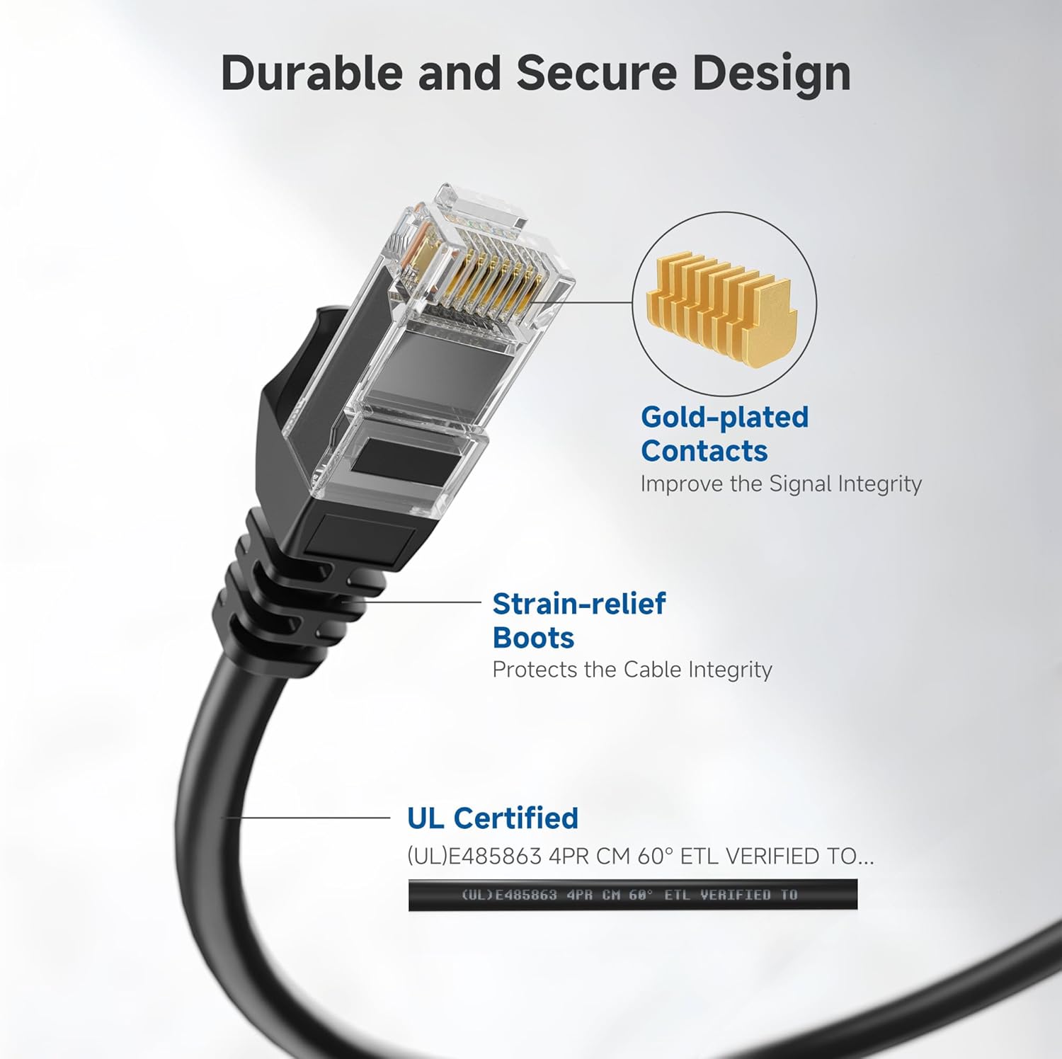 10Gbps 10-Pack Snagless Cat 6 Ethernet Cable - 10ft, Cat 6 Cable, Cat6 Cord, Ethernet Cord, Black