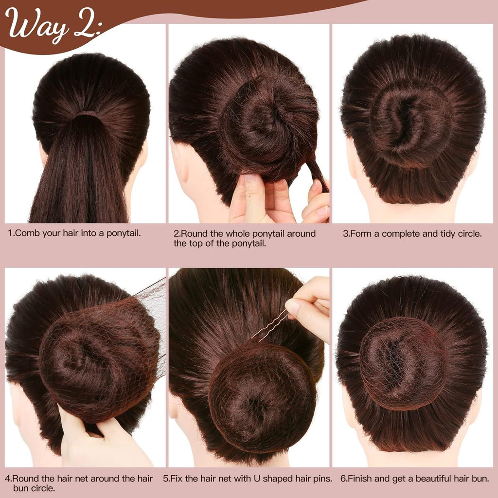 Hair Accessories Set: 20PCS Mesh Hair Nets Invisible and 40PCS U Shaped Hair Pins or Women, Girls, Ballet Bun Maker & Dance (Hair Nets- 20 inch(50cm), Hair Pins- 2.4 inch(6cm)), Brown