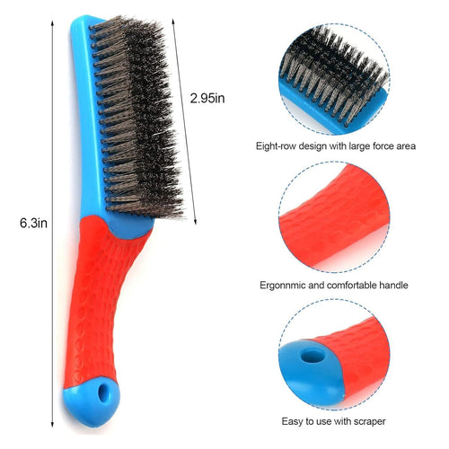 2 Pack Wire Brushes or Cleaning-Heavy Duty Stainless Steel Wire Scratch Brush or Metal Rust Cleaning,Paint Scrubbing with Rubber Covered Handle (2)