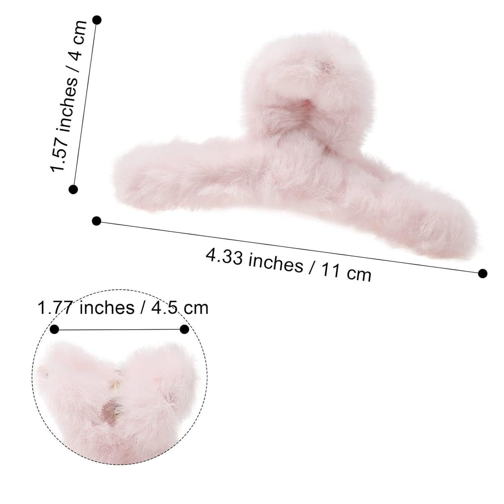 5PCS Large Claw Hair Clips or Thick Hair Big uzzy Hair Clips or Women Nonslip Strong Hold Hair Claw Clip (Plush (Blue+Grey+Pink+Purple+Beige))