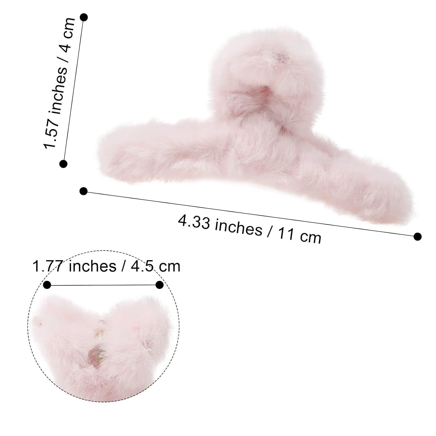 5PCS Large Claw Hair Clips or Thick Hair Big uzzy Hair Clips or Women Nonslip Strong Hold Hair Claw Clip (Plush (Blue+Grey+Pink+Purple+Beige))