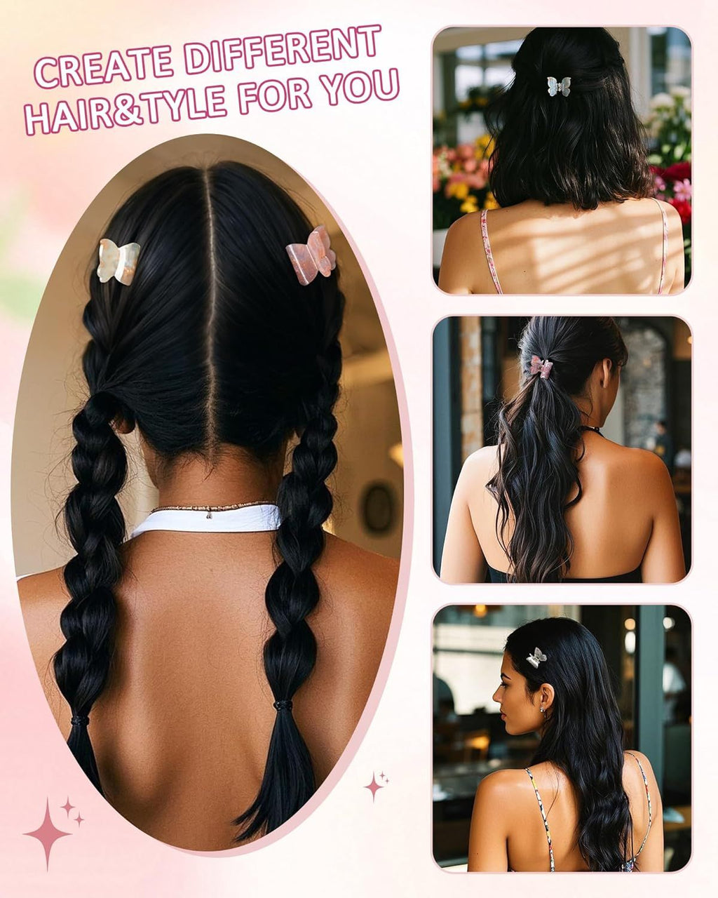 12Pcs Small Hair Clips or Women Girls Acrylic Mini Claw Clips Cute Hair Jaw Claw or Hair Styling Accessories (Butterly style)