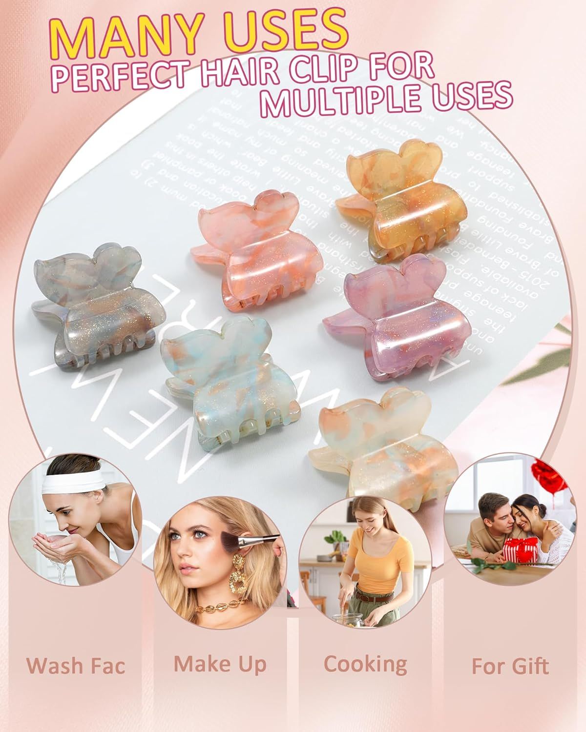 12Pcs Small Hair Clips or Women Girls Acrylic Mini Claw Clips Cute Hair Jaw Claw or Hair Styling Accessories (Butterly style)