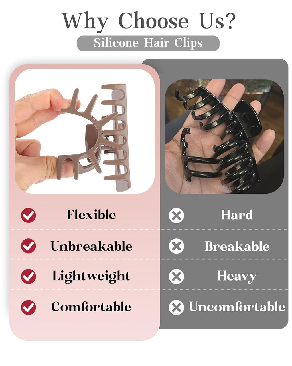 3Pcs Silicone Hair Clips lexible Claw Clips or Women Cloud Clip Bendable Large Hair Claw Clip