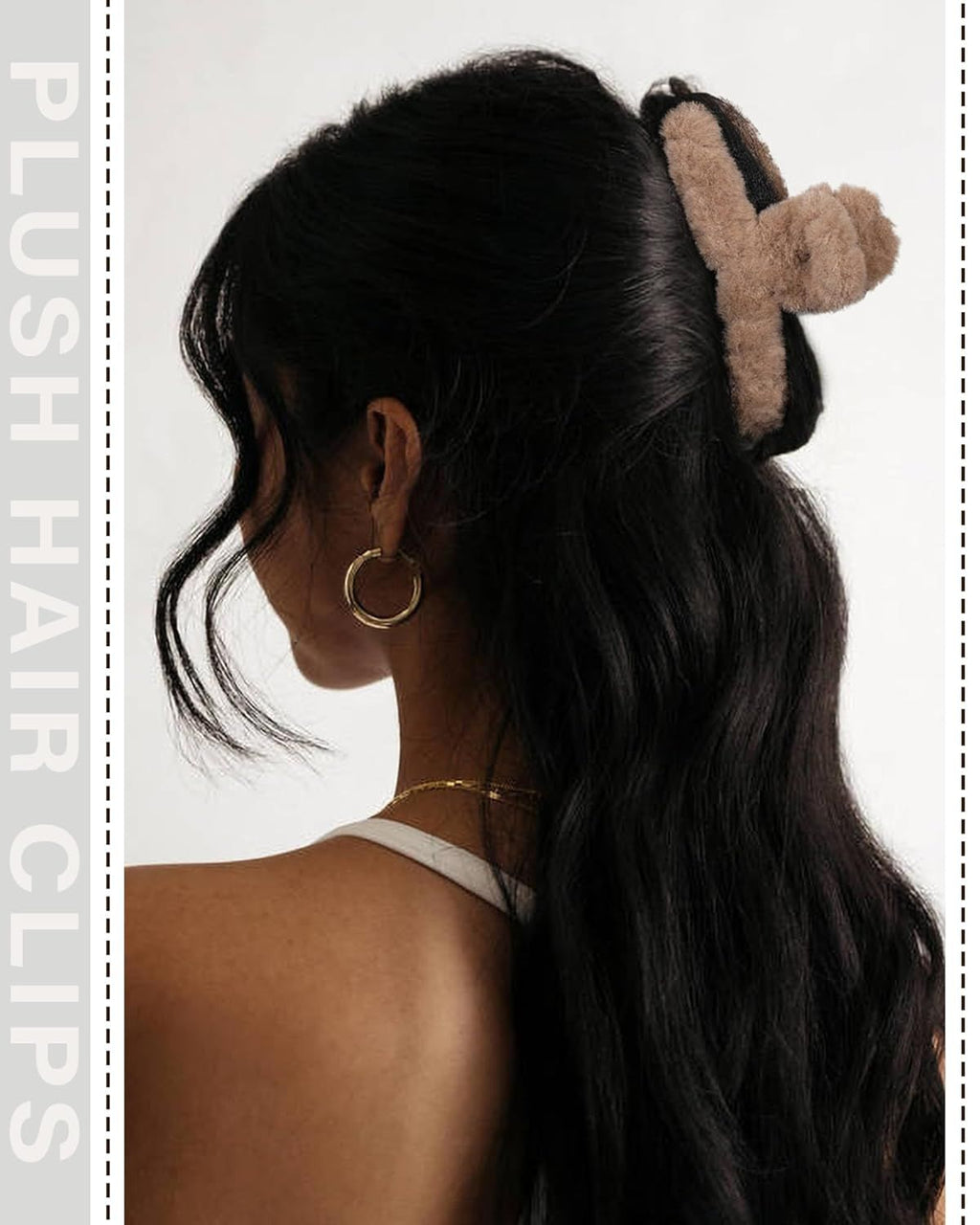 Plush Clip - Hair Clip, 6 Pcs Rectangular Cute Hair Clips or Women, Large Hair Barrettes or Thick Hair, Non Slip Hair Jaw Clips or Girls, Camel/Coee/Beige/Khaki/White/Black