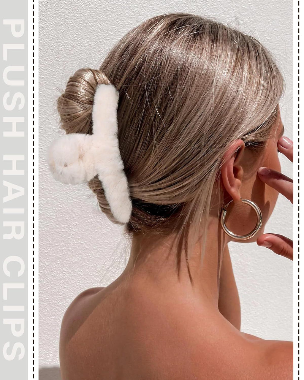 Plush Clip - Hair Clip, 6 Pcs Rectangular Cute Hair Clips or Women, Large Hair Barrettes or Thick Hair, Non Slip Hair Jaw Clips or Girls, Camel/Coee/Beige/Khaki/White/Black