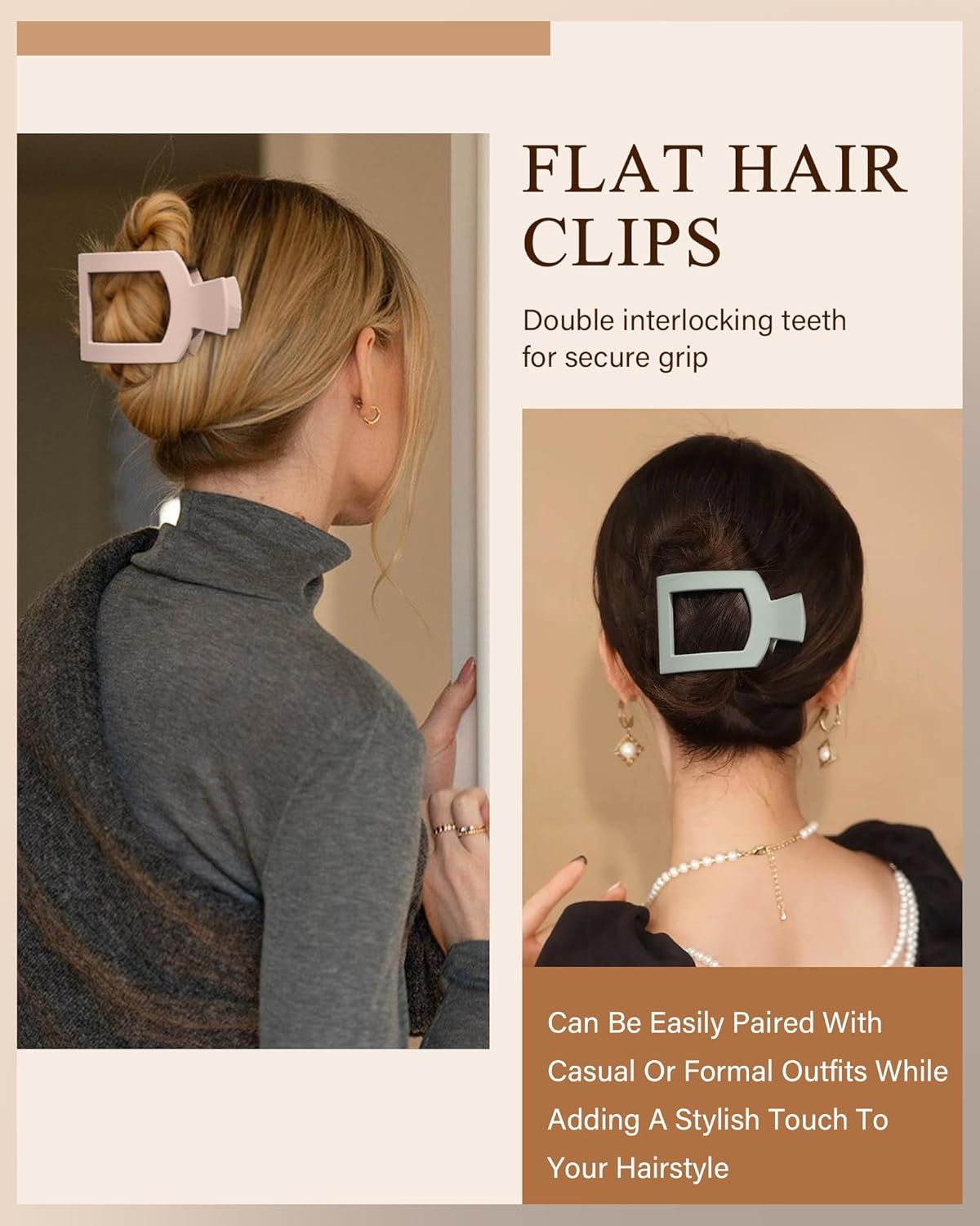 lat Hair Clips or Women Lay lat Claw Clip or Hair 4Pcs Large Square Hair Claw Clips
