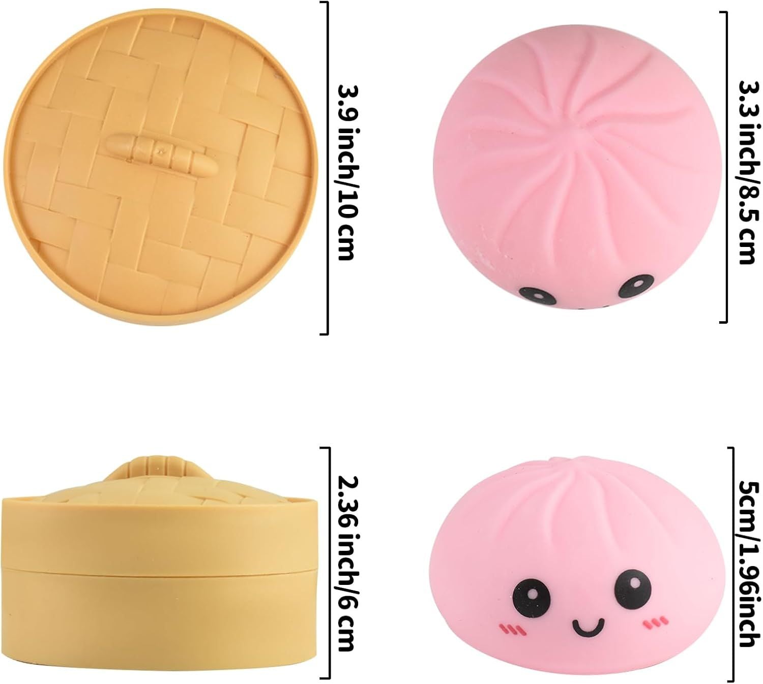 Giant Glitter Smiling face Colorful Dumpling Stress Balls Fidget Sensory Toy,Squeeze Dough Ball Stress Relief Hand Toy,Bun with Food Steamer Stretchy Desk Toys (Green)