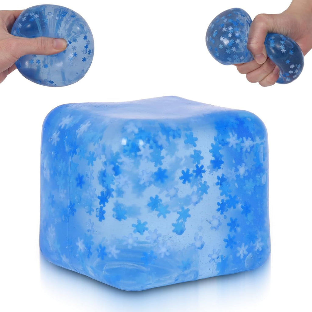 Snowflake Ice Cube Squishy Toy, Big Size 7cm Stress Relief Fidget Toys for Adults, Sensory Squishy Toys for Anxiety Relief and Focus, Soft Slow Rise Squeeze Toy for Stress (Blue)