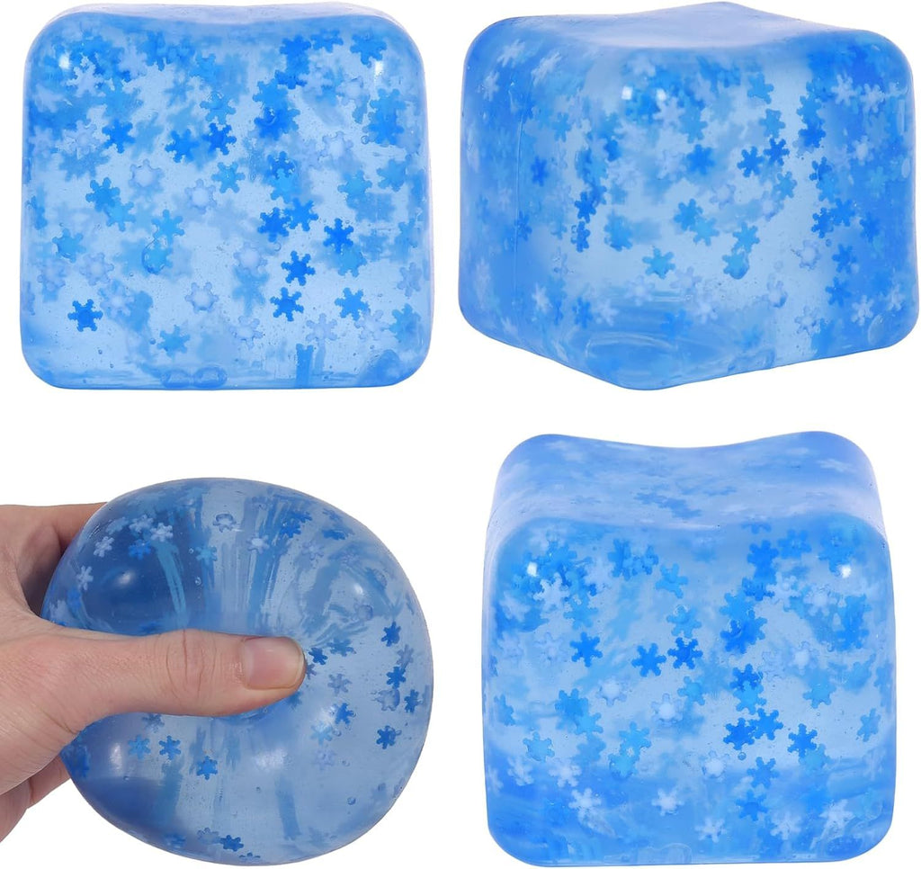 Snowflake Ice Cube Squishy Toy, Big Size 7cm Stress Relief Fidget Toys for Adults, Sensory Squishy Toys for Anxiety Relief and Focus, Soft Slow Rise Squeeze Toy for Stress (Blue)