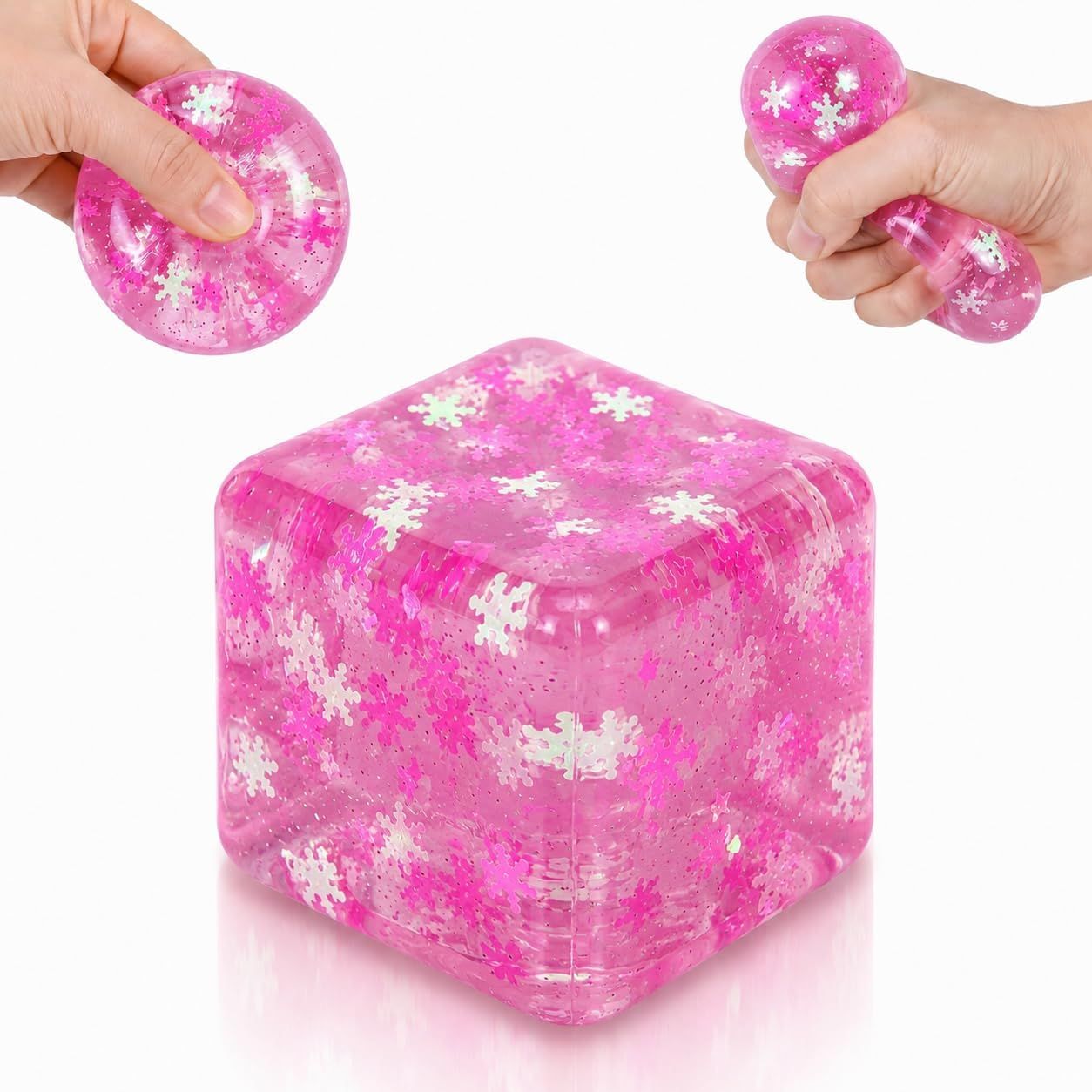 Ice Cube Squeeze Toy, Stress-Relief Sensory Toy, Slow Rebound Squeeze Cube, Suitable for Children and Adults, 1.98 Inch Snowflake Crushed Ice (Purple)