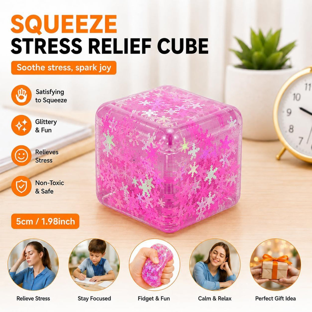 Ice Cube Squeeze Toy, Stress-Relief Sensory Toy, Slow Rebound Squeeze Cube, Suitable for Children and Adults, 1.98 Inch Snowflake Crushed Ice (Purple)