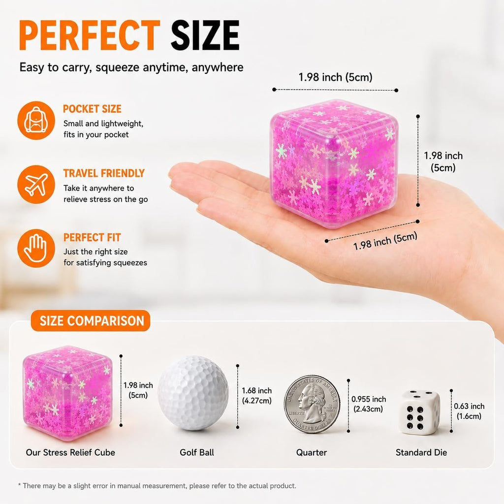 Ice Cube Squeeze Toy, Stress-Relief Sensory Toy, Slow Rebound Squeeze Cube, Suitable for Children and Adults, 1.98 Inch Snowflake Crushed Ice (Purple)