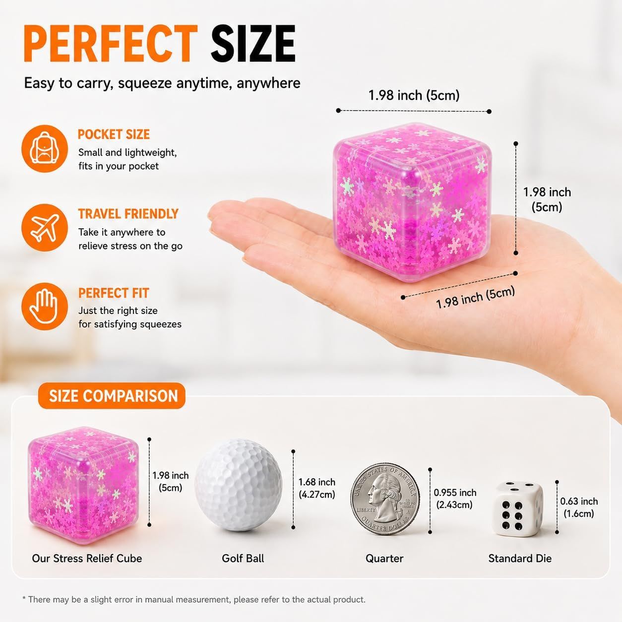 Ice Cube Squeeze Toy, Stress-Relief Sensory Toy, Slow Rebound Squeeze Cube, Suitable for Children and Adults, 1.98 Inch Snowflake Crushed Ice (Purple)