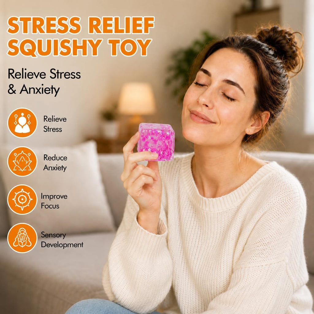 Ice Cube Squeeze Toy, Stress-Relief Sensory Toy, Slow Rebound Squeeze Cube, Suitable for Children and Adults, 1.98 Inch Snowflake Crushed Ice (Purple)