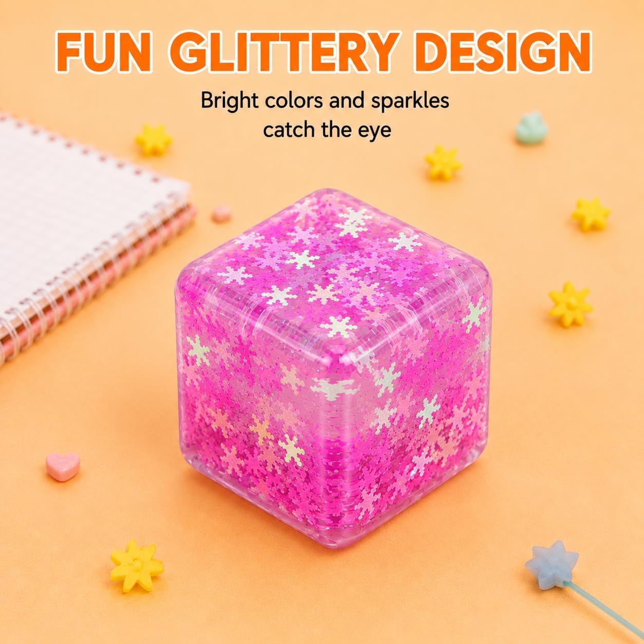 Ice Cube Squeeze Toy, Stress-Relief Sensory Toy, Slow Rebound Squeeze Cube, Suitable for Children and Adults, 1.98 Inch Snowflake Crushed Ice (Purple)
