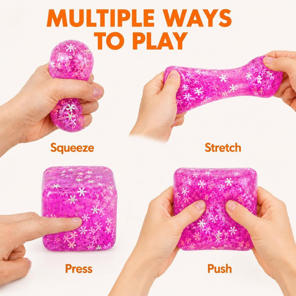 Ice Cube Squeeze Toy, Stress-Relief Sensory Toy, Slow Rebound Squeeze Cube, Suitable for Children and Adults, 1.98 Inch Snowflake Crushed Ice (Purple)