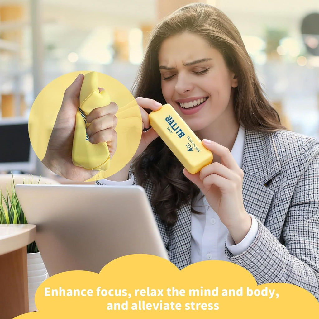Slow Rebound Cute Butter Squeeze Stress Balls, 2026 New Realistic Soft Butter Stick Fidget Toy,Slow Rising Portable Squishy for Adults Anxiety & Stress Relief, Sensory Gifts for Office, Home（1pcs）
