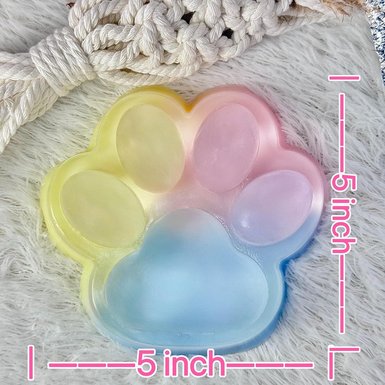 Big Taba Squishy Cat Paw, 5 in Large Paw Squeeze Toy for Stress Relief and Relax, Sticky Squishies Fidget Toys for Party Favors Novelty Things Birthday Gift (Tri-Color)