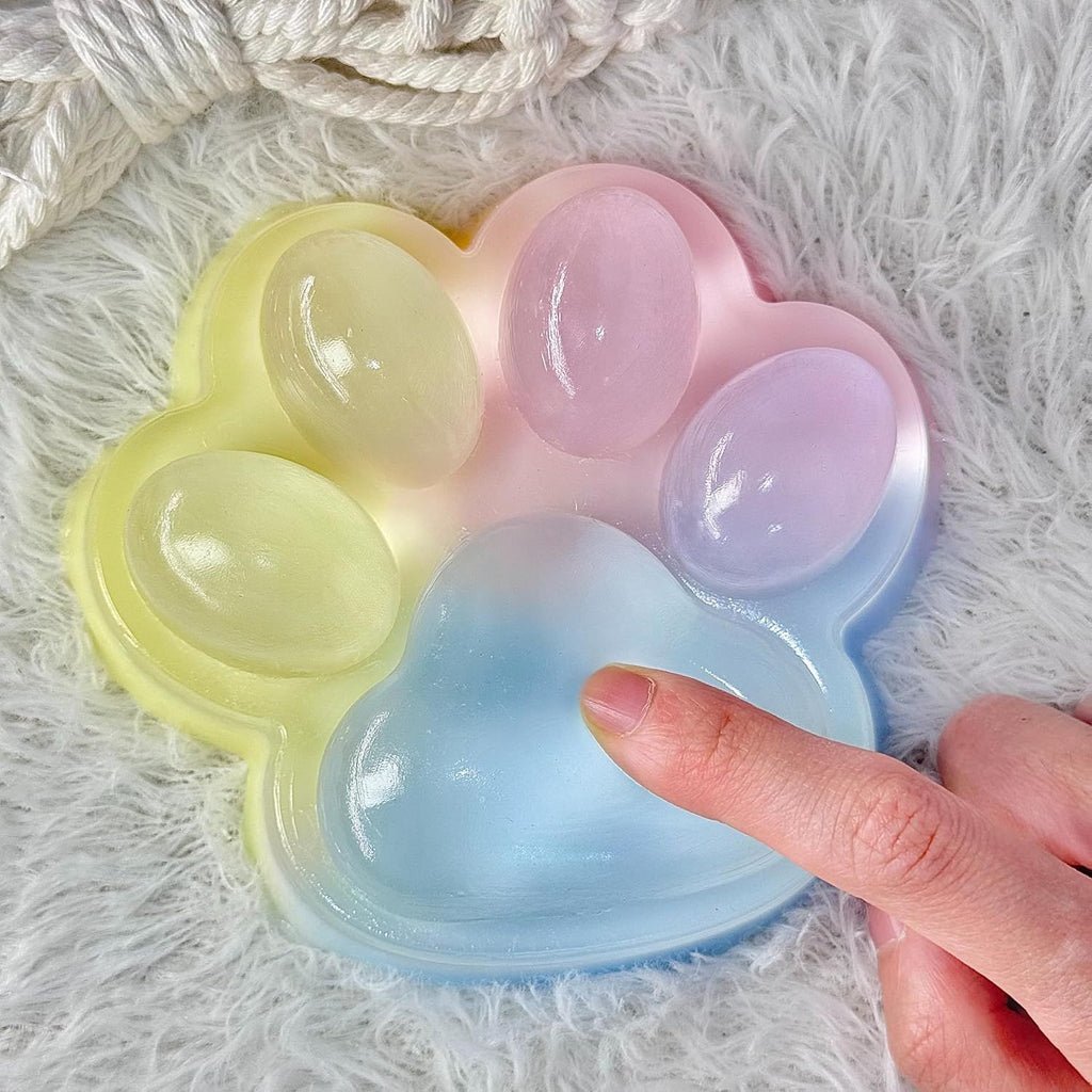 Big Taba Squishy Cat Paw, 5 in Large Paw Squeeze Toy for Stress Relief and Relax, Sticky Squishies Fidget Toys for Party Favors Novelty Things Birthday Gift (Tri-Color)
