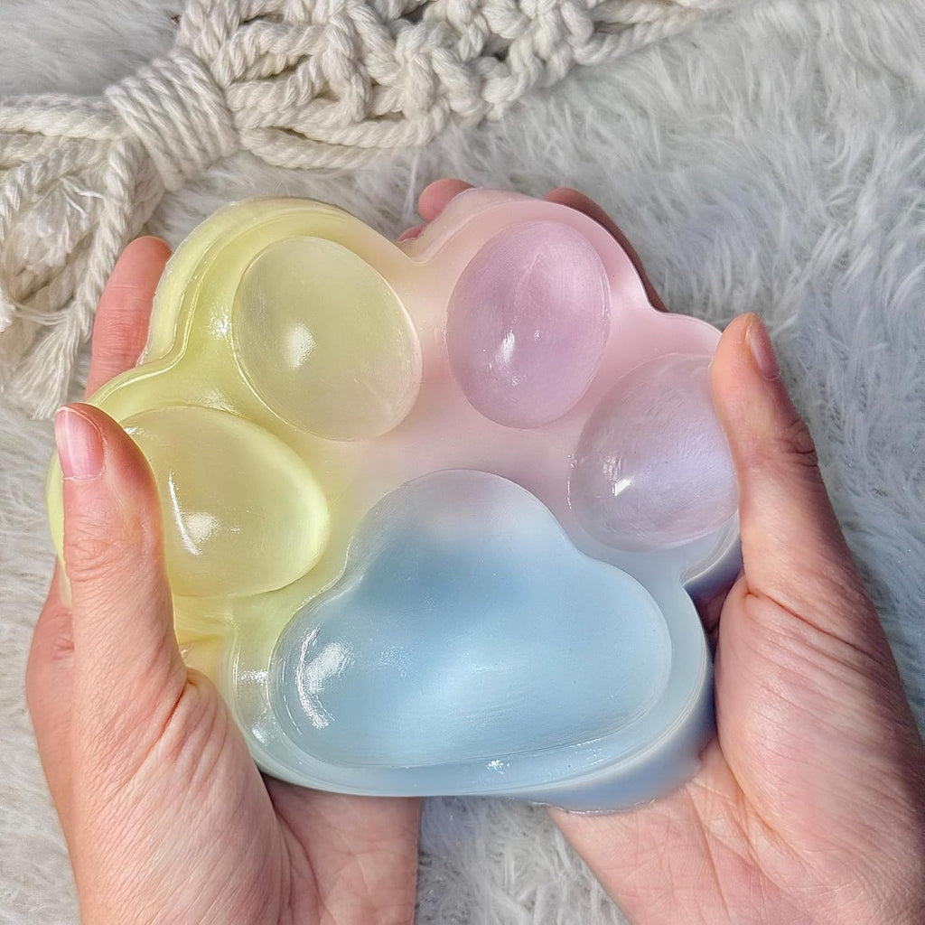Big Taba Squishy Cat Paw, 5 in Large Paw Squeeze Toy for Stress Relief and Relax, Sticky Squishies Fidget Toys for Party Favors Novelty Things Birthday Gift (Tri-Color)