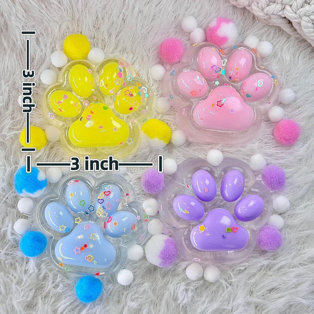 4Pcs Taba Squishy Paw, Transparent Cat Paw Squishy for Stress Relief and Relax, Soft Squeeze Fidget Toys for Party Favors Novelty Things Birthday Gift