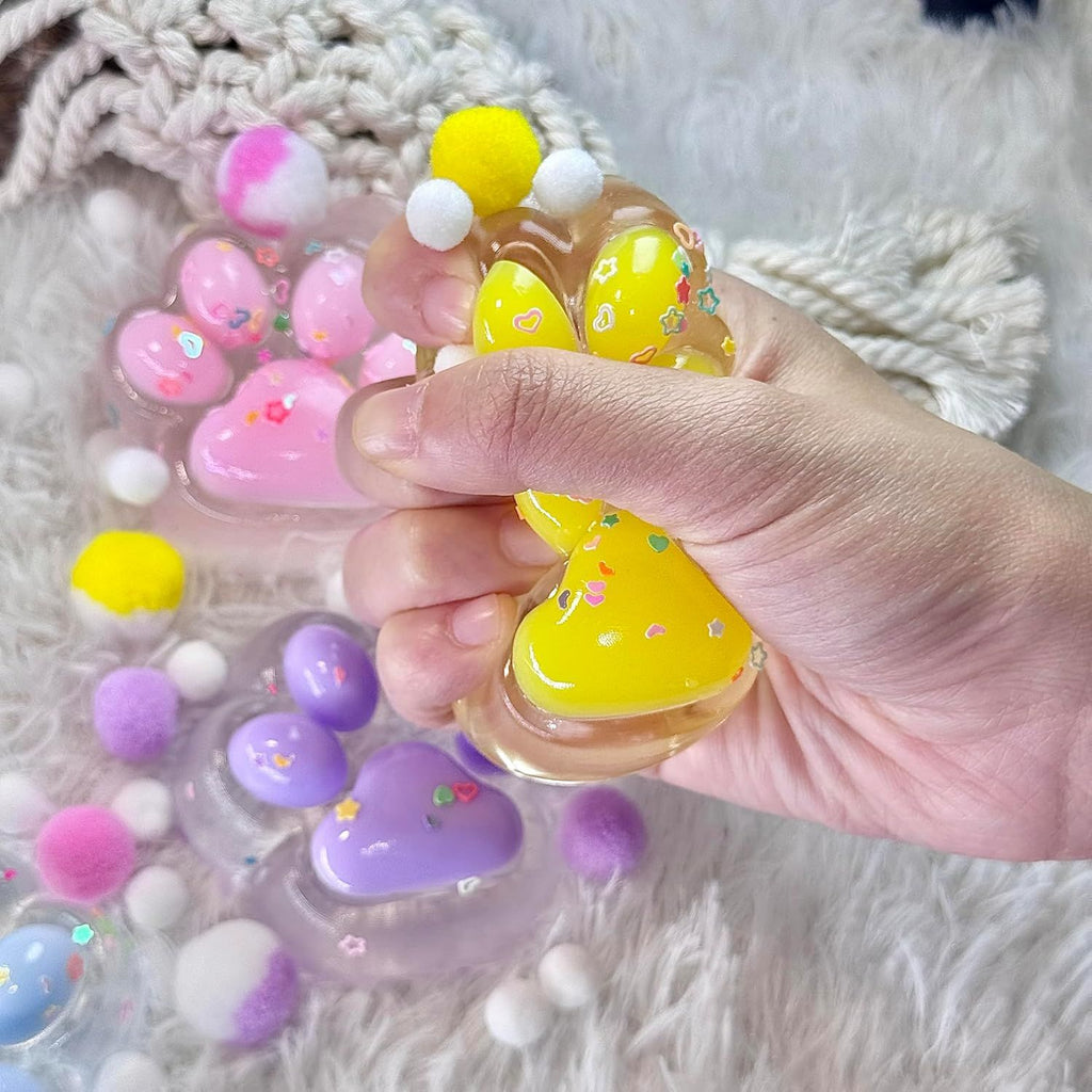 4Pcs Taba Squishy Paw, Transparent Cat Paw Squishy for Stress Relief and Relax, Soft Squeeze Fidget Toys for Party Favors Novelty Things Birthday Gift