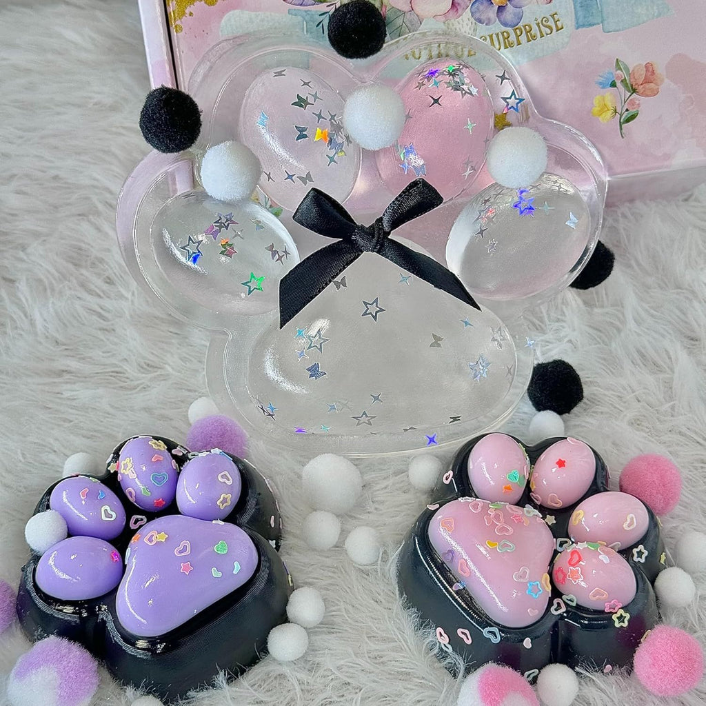 3 Pcs Taba Squishy Cat Paw Big 5 in Squeeze Toys, Large Transparent Cat Paw Squishy Toys Pack, Squeeze Toy for Chill and Stress Relief, Birthday Gift Present, Squeeze Toys for Adults