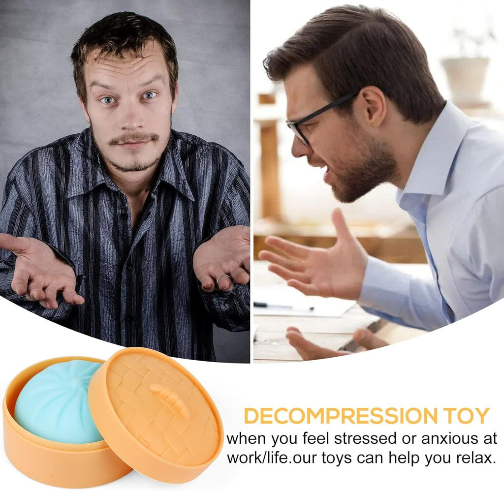 5 PCS Colorful Dumpling Stress Balls Fidget Sensory Toy,Squeeze Dough Ball Stress Relief Hand Toy,Bun with Food Steamer Stretchy Desk Toys