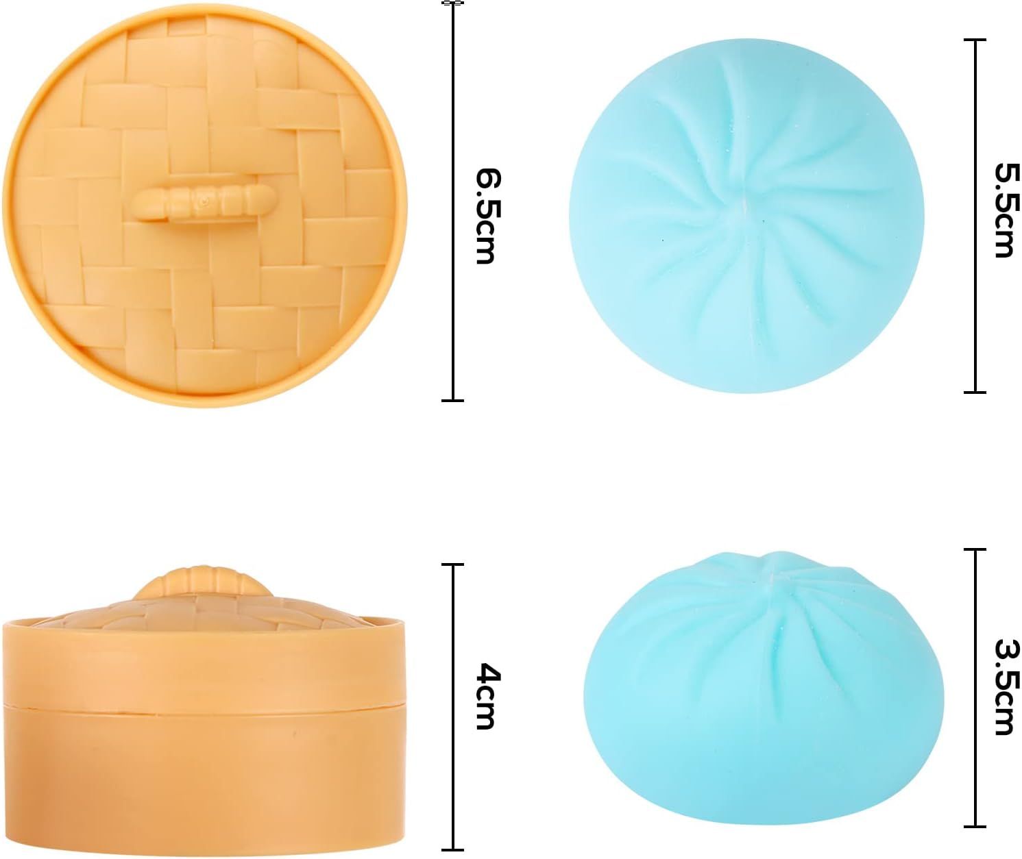5 PCS Colorful Dumpling Stress Balls Fidget Sensory Toy,Squeeze Dough Ball Stress Relief Hand Toy,Bun with Food Steamer Stretchy Desk Toys