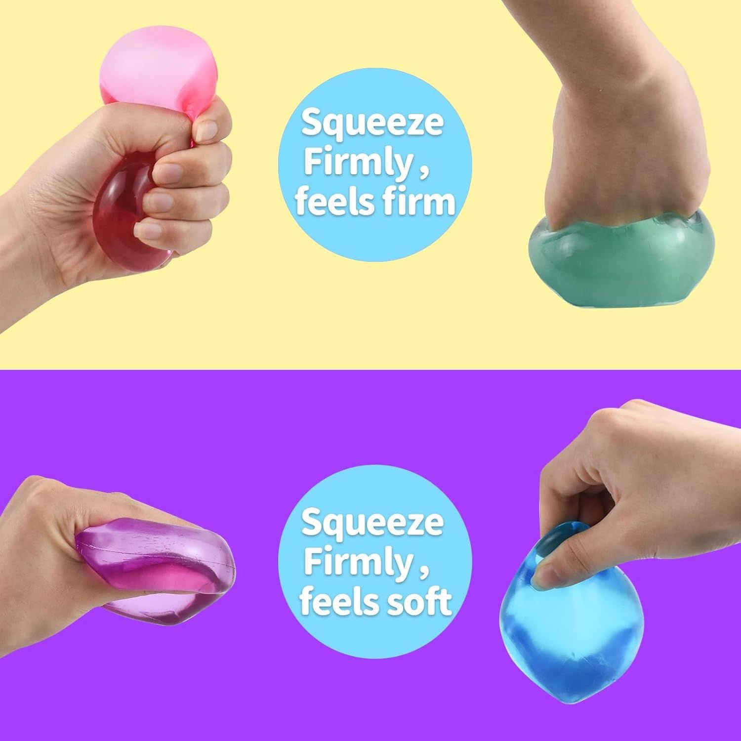 4 PCS Colorful Stress Cube - Sensory Fidget Squeeze Toy with Super Solid Squish-Slow Rising Ice Cube Stress Balls-Stress Relief Hand Toy-2.16" Cube