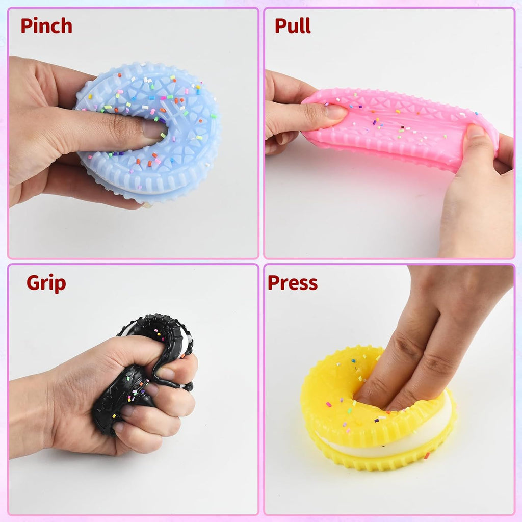 8 PCS Colorful Cookies Squish Fidget Toys - Sensory Fidget Squeeze Toy- Party Favors Gifts Stress Balls-Stress Relief Hand Toy