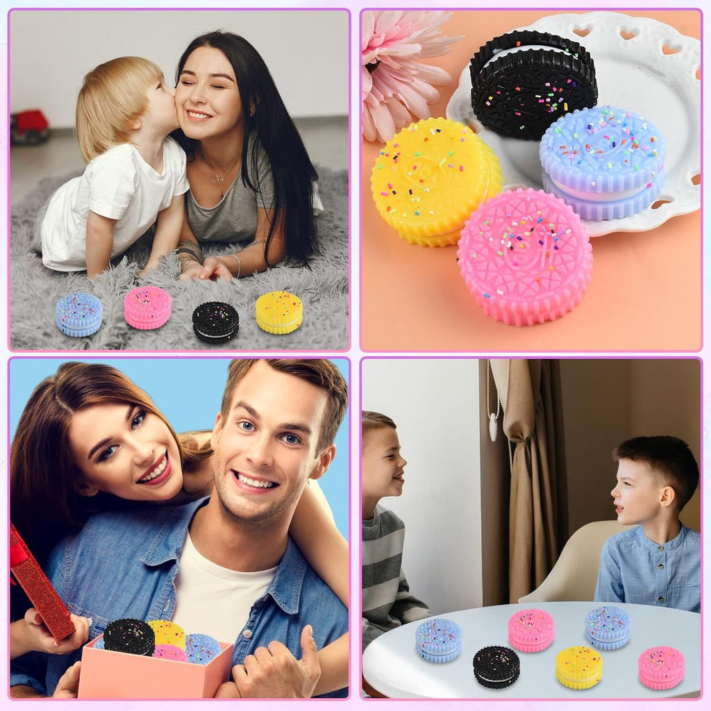 8 PCS Colorful Cookies Squish Fidget Toys - Sensory Fidget Squeeze Toy- Party Favors Gifts Stress Balls-Stress Relief Hand Toy