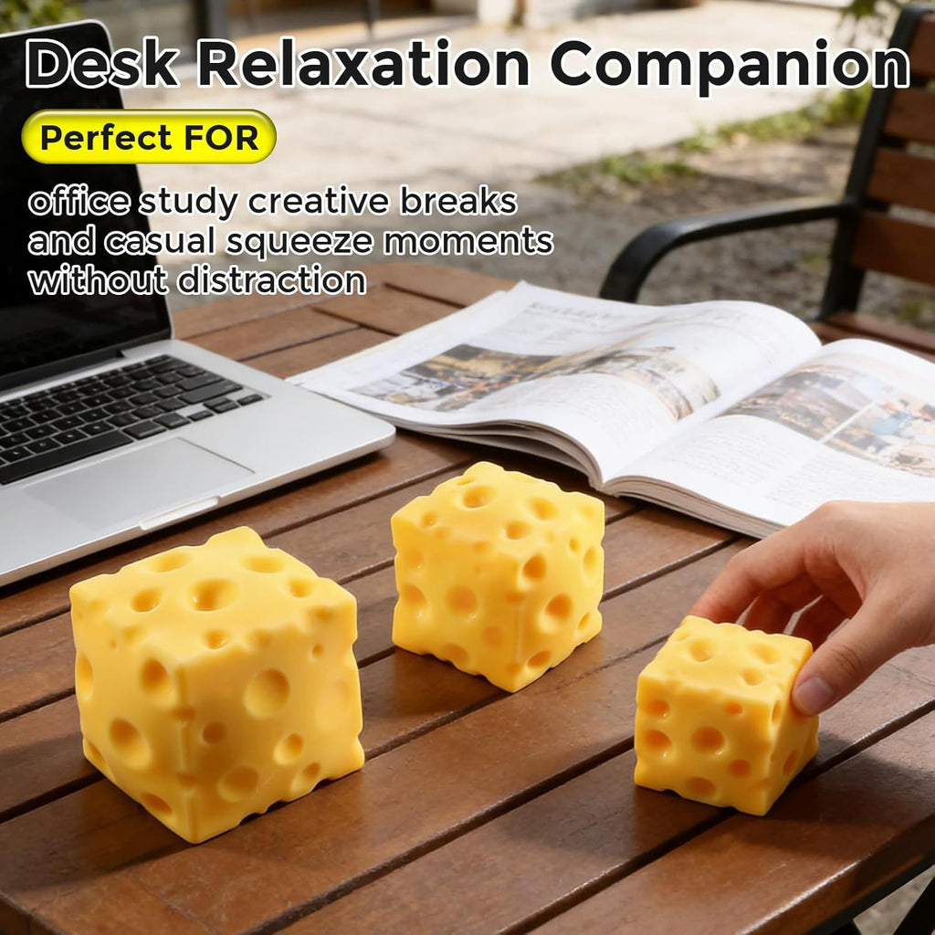 Cheese Squishy Cube Block, Squishy Fidget Toys for Adults & Teens, Easter Basket Stocking Stuffers, Sensory Stress Ball Squeeze Toys for Stress Relief (Yellow 2.4 in)