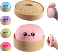 Dumpling Squishy, Dumpling Squishy Mystery Box, Cute Big Squishy Dumpling Stress Ball Fidget Sensory Toy for Adults Anxiety Relief, Novelty Squeeze Ball for Office Desk (Pink)