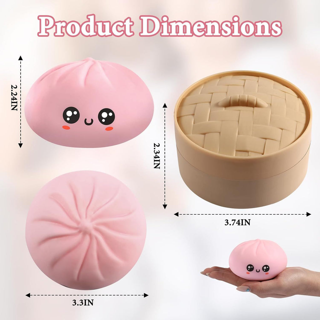 Dumpling Squishy, Dumpling Squishy Mystery Box, Cute Big Squishy Dumpling Stress Ball Fidget Sensory Toy for Adults Anxiety Relief, Novelty Squeeze Ball for Office Desk (Pink)