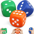 Large 3 Inch Foam Fidget Dice Toys, Jumbo Stress Toy Relief Big Dice, Squeeze Squishy Giant Large Fidgets Cube for Family Board Game Classroom Party Favors Bag Stuffer (3 Pack)