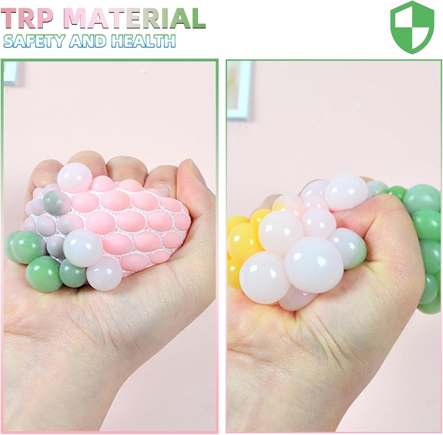 4 PCS Colorful Mesh Grape Stress Balls - Squeeze Color Change Fidget Toys for Stress Relief and Hand Exercise