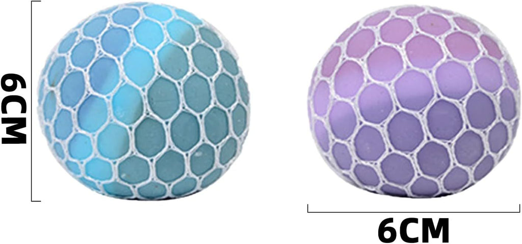 4 PCS Colorful Mesh Grape Stress Balls - Squeeze Color Change Fidget Toys for Stress Relief and Hand Exercise