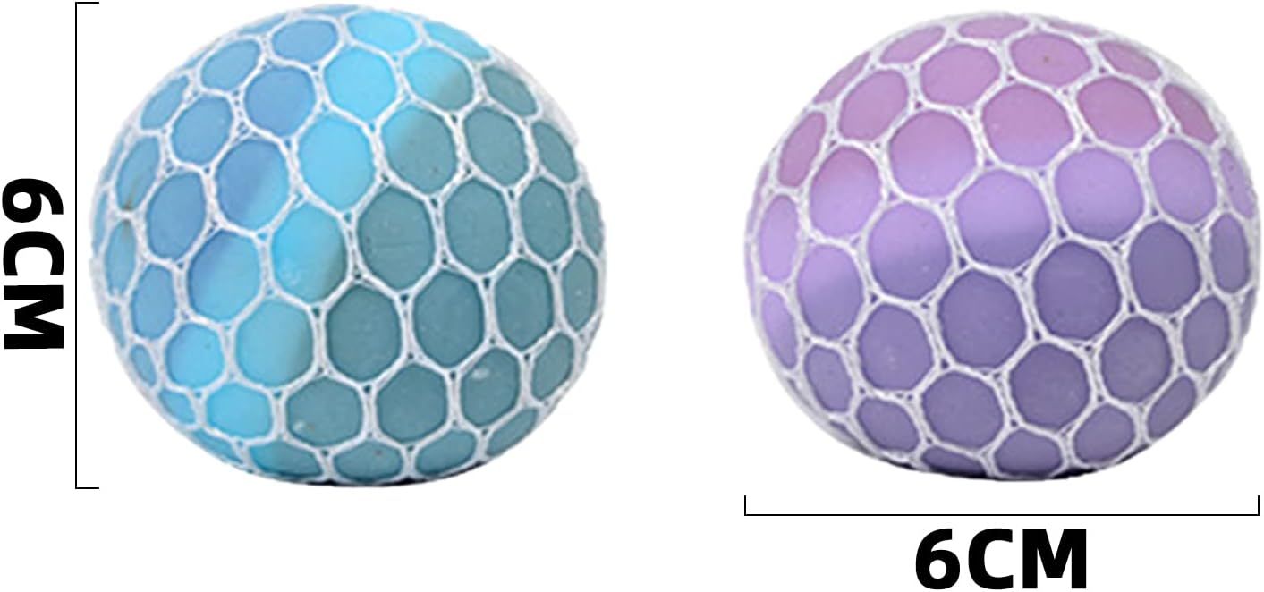 4 PCS Colorful Mesh Grape Stress Balls - Squeeze Color Change Fidget Toys for Stress Relief and Hand Exercise