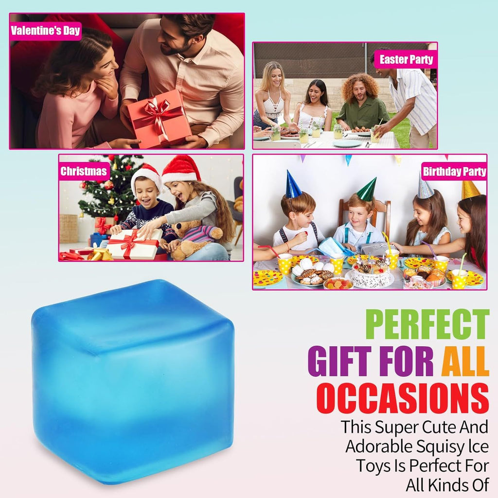 Giant Stress Cube - 3.15" Cube-Sensory Fidget Squeeze Toy with Super Solid Squish-Slow Rising Ice Cube Stress Balls-Stress Relief Hand Toy (Blue)