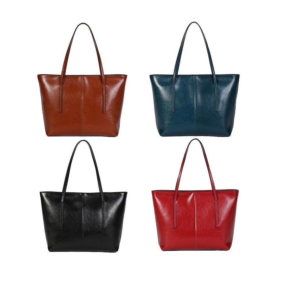 Women's Leather Tote Bag Cowhide Shoulder Bag or Handbag - Red