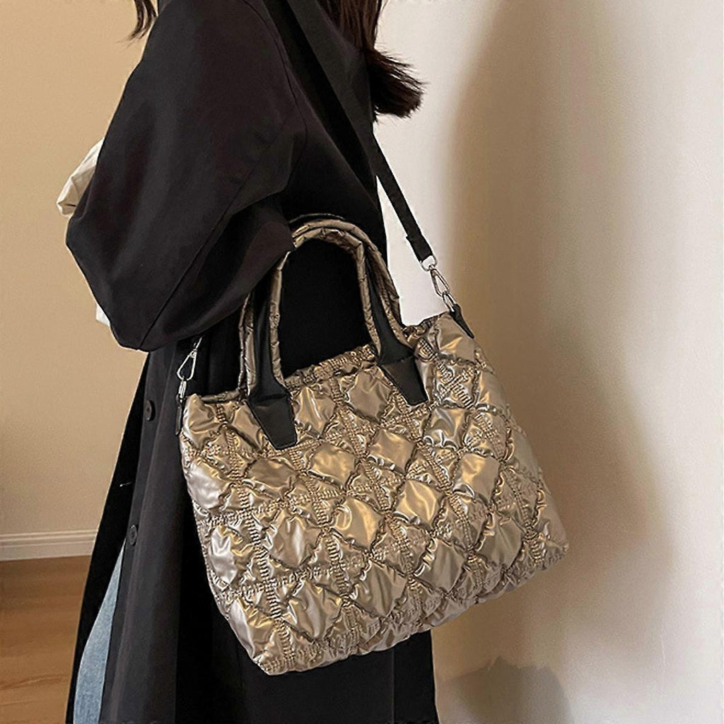 Women's Puffer Tote Quilted Crossbody Puffy Bag Quilted Tote Bag