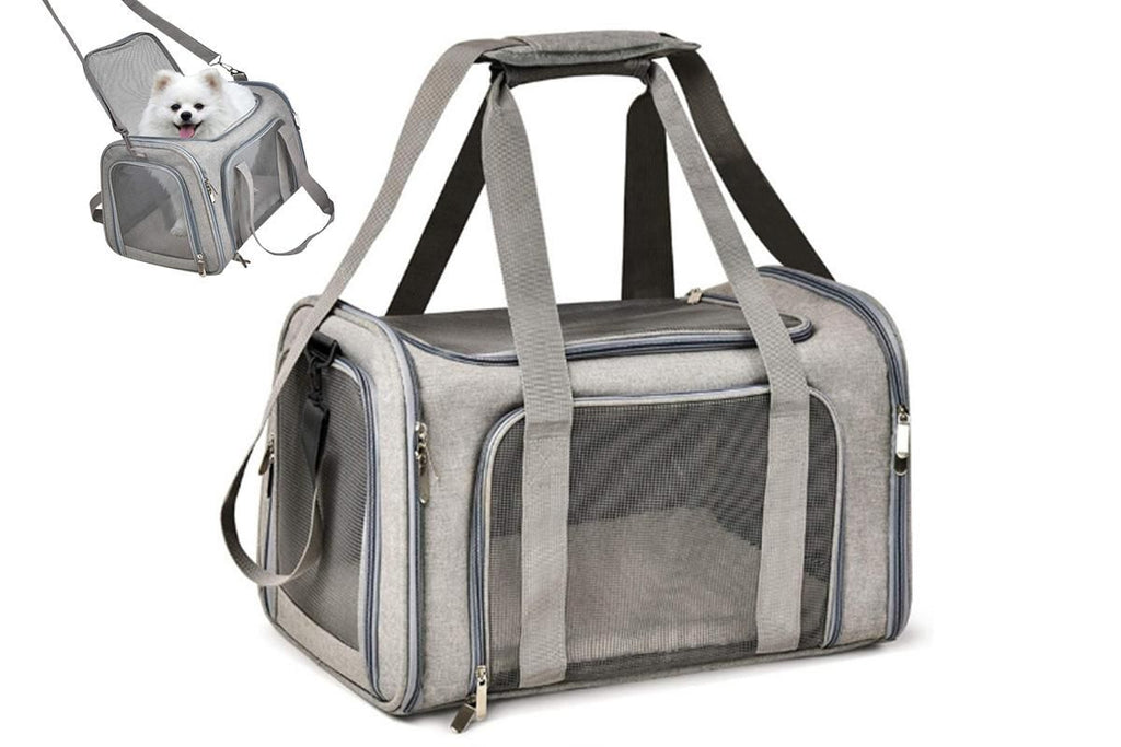 Portable Travel Bag Soft Crate Cage Cat Bag Animal Carriers for Pets -Grey