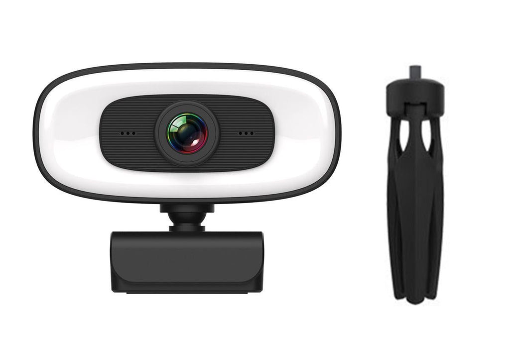4K Webcam with Ring Light Built in Microphone and Tripod for Video Conferencing