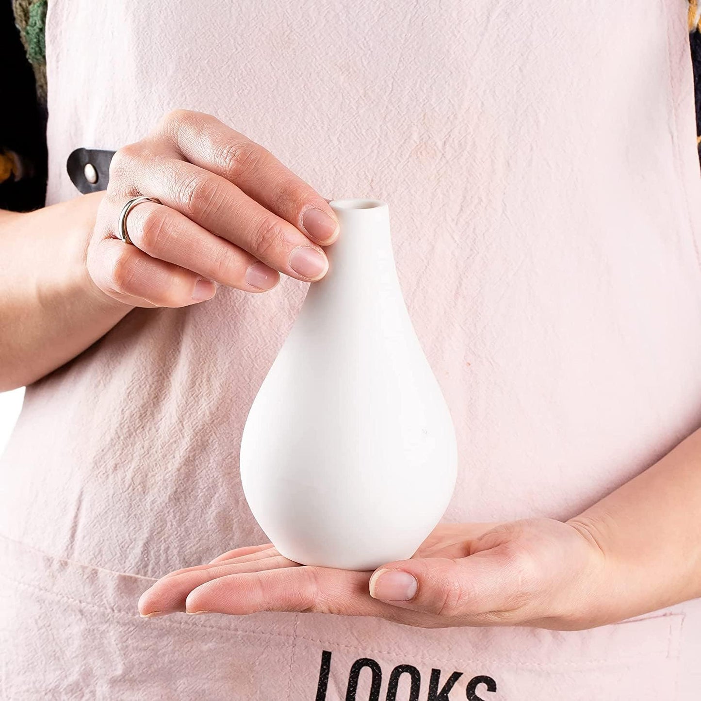 Ceramic Set of 5 White Vases for Home D?cor