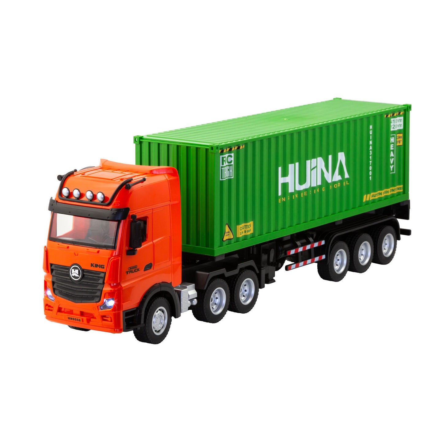 1:18 Scale 9-Channel Alloy Remote Control Container Truck with Lights & Sound for Indoor Play