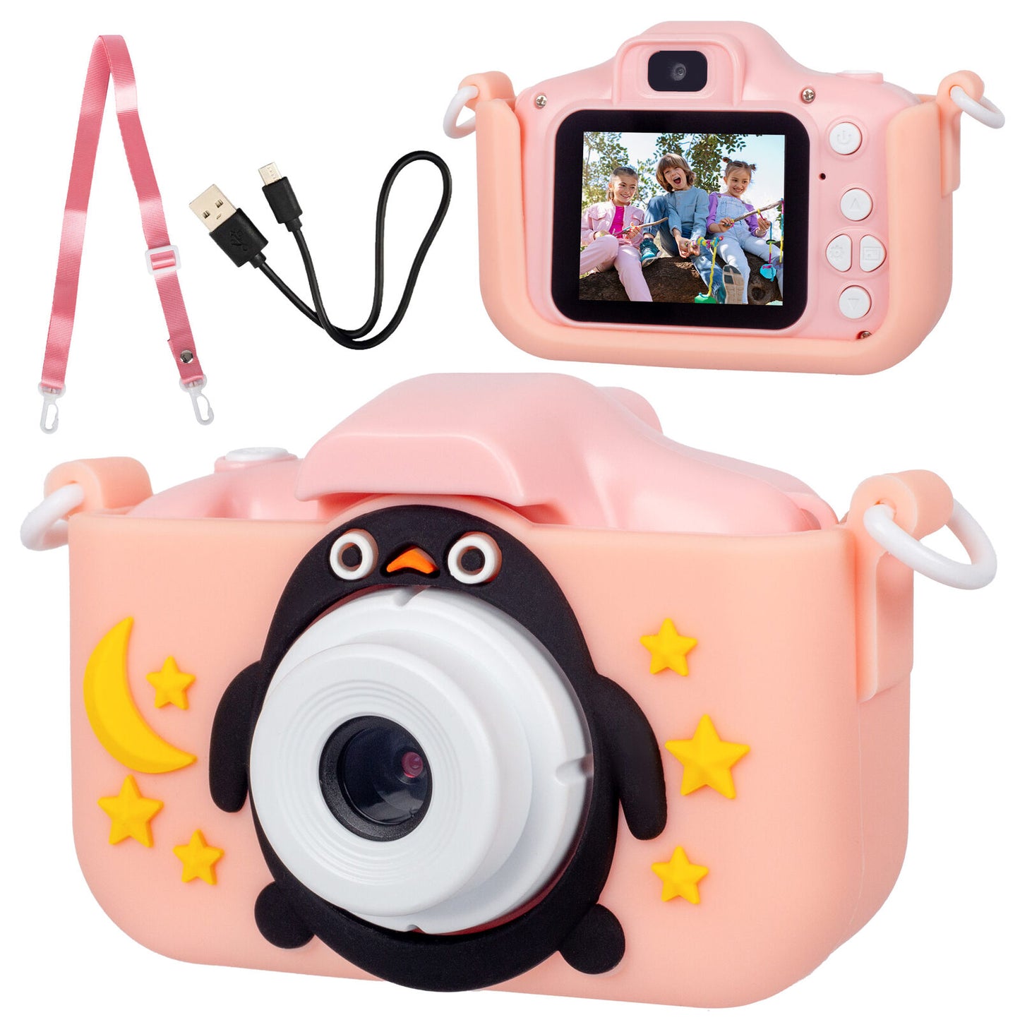 Kids Digital Dual Lens Camera, 4x Zoom and HD Video Recording (Pink)