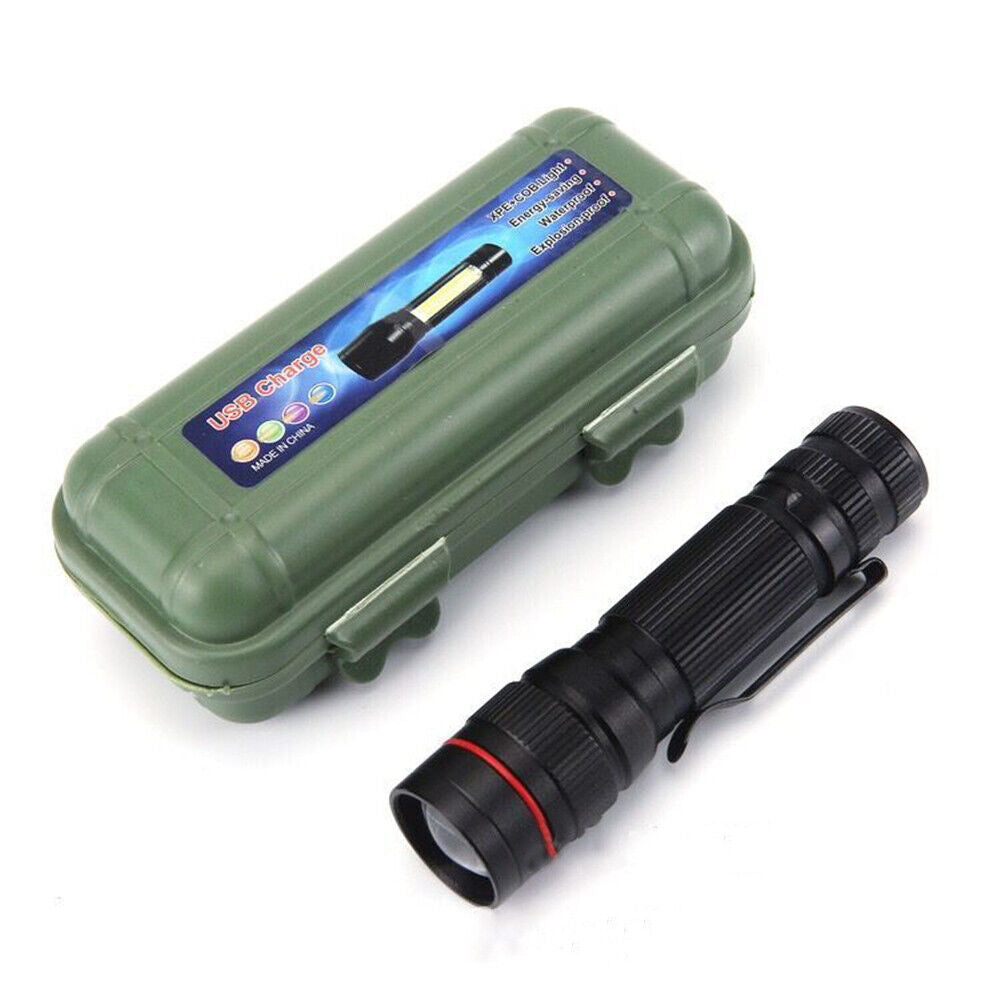 2x Mini Tactical Flashlight Small LED Torch 3 Mode Super Bright Light Clip Lamp